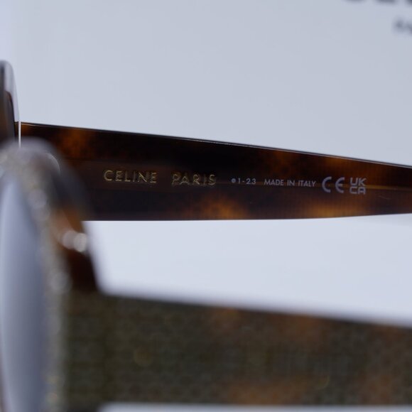 Celine CL4240IS 53A Round Sunglasses– Shiny Havana with Gold Studs Embellishment main image 8